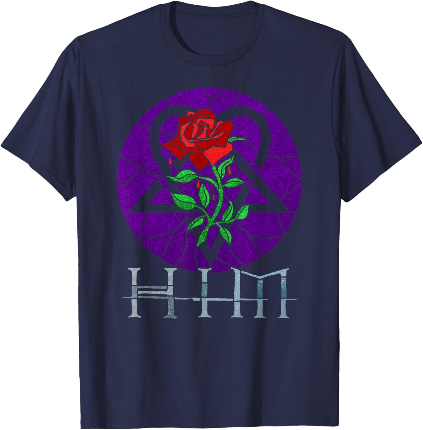Ville Valo – HIM Stained Glass T-Shirt - T-Shirt | Navy