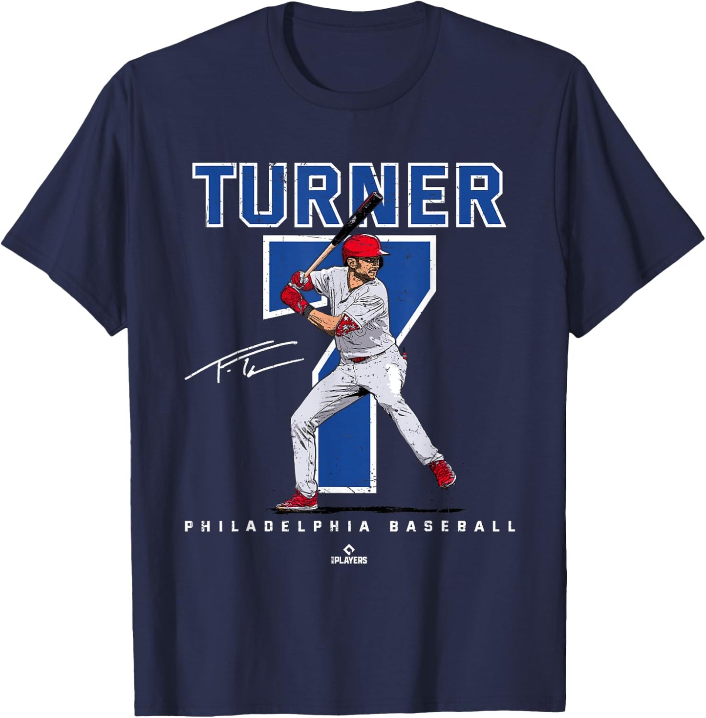 Number and Portrait Trea Turner Philadelphia MLBPA T-Shirt - T-Shirt | Navy