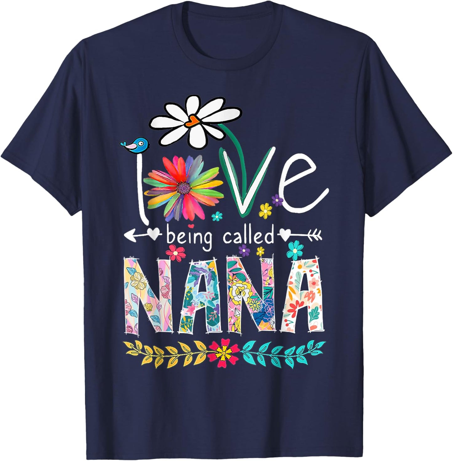 I Love Being Called Nana Sunflower T-Shirt - T-Shirt | Navy