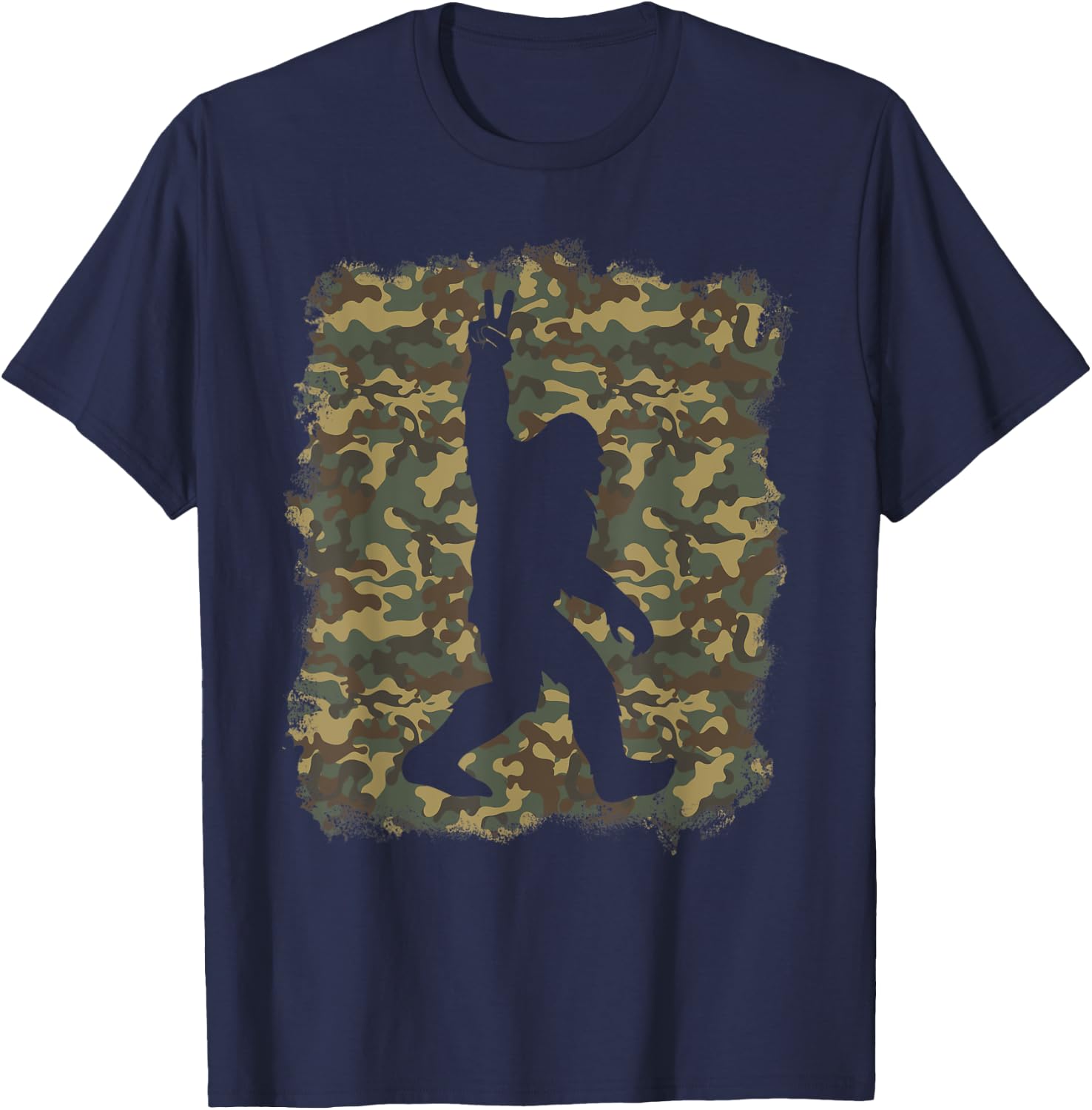 Bigfoot Sasquatch Peace Big Foot Squatch Army Camouflage Men T-Shirt - T-Shirt | Navy