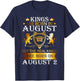 Kings Are Born On August 2nd Birthday Bday Boys Kids T-Shirt - T-Shirt | Navy