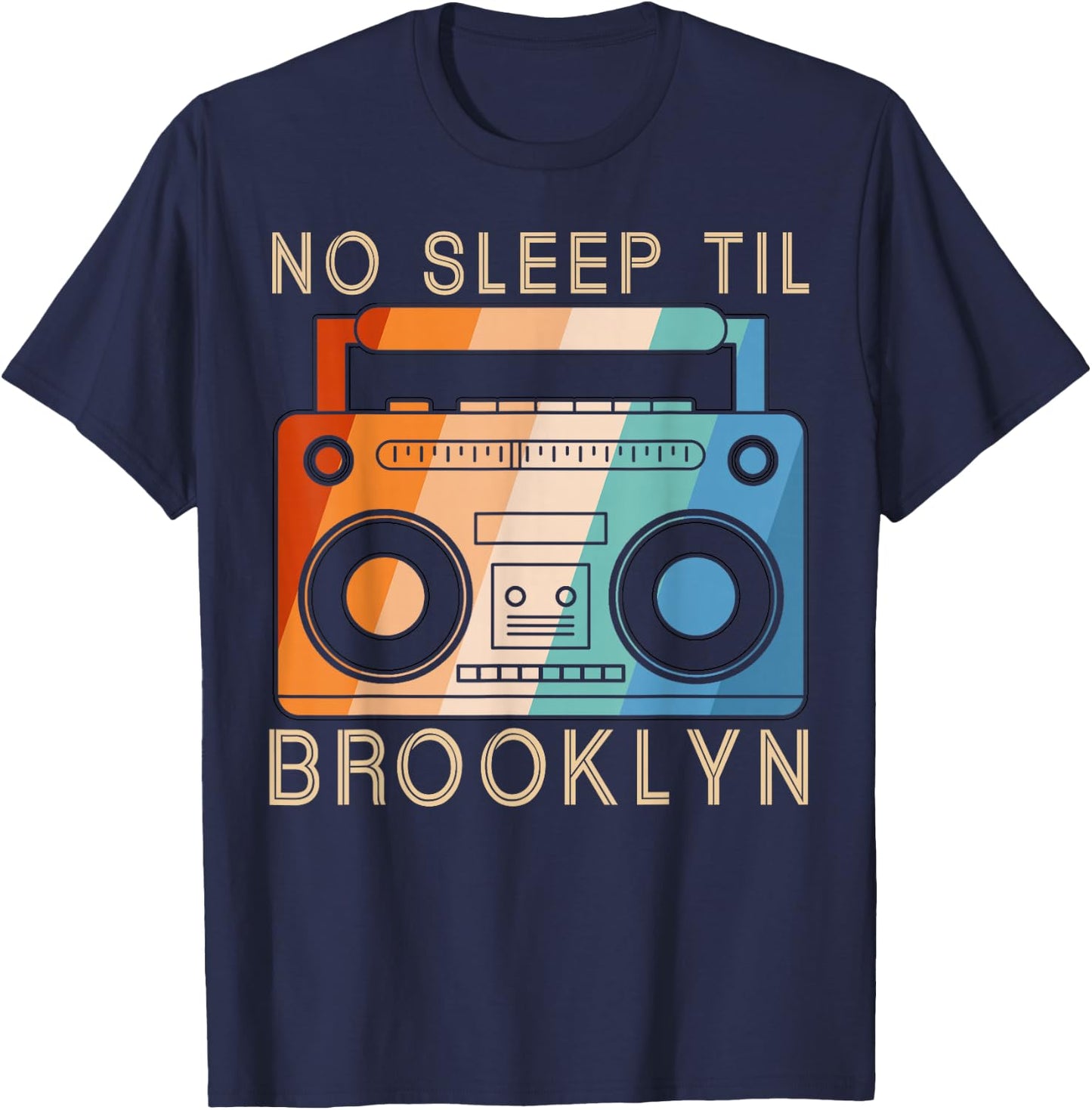 Retro No Sleep Til Brooklyn Vintage Portable Stereo T-Shirt - T-Shirt | Navy