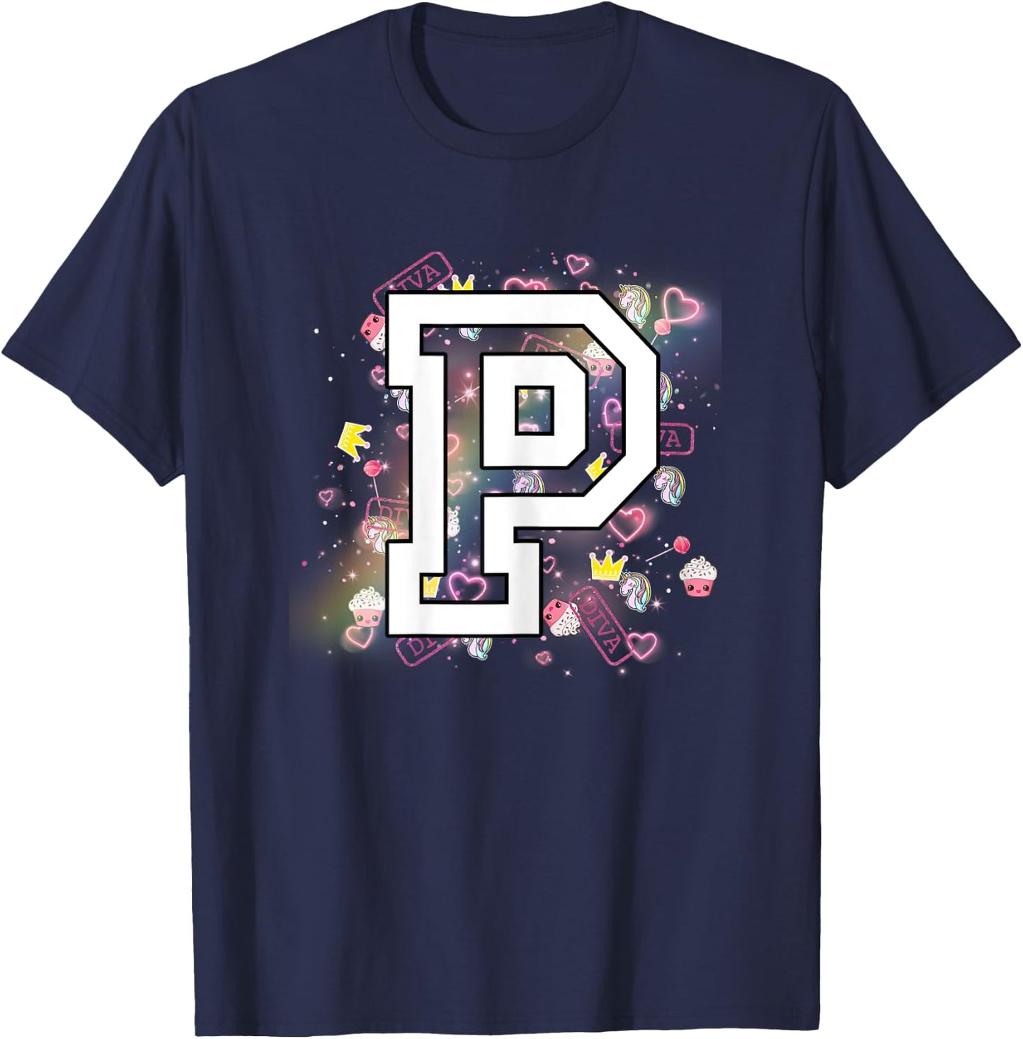 Kids Letter P Clothing For a Girl Who's Name Starts With P T-Shirt - T-Shirt | Navy