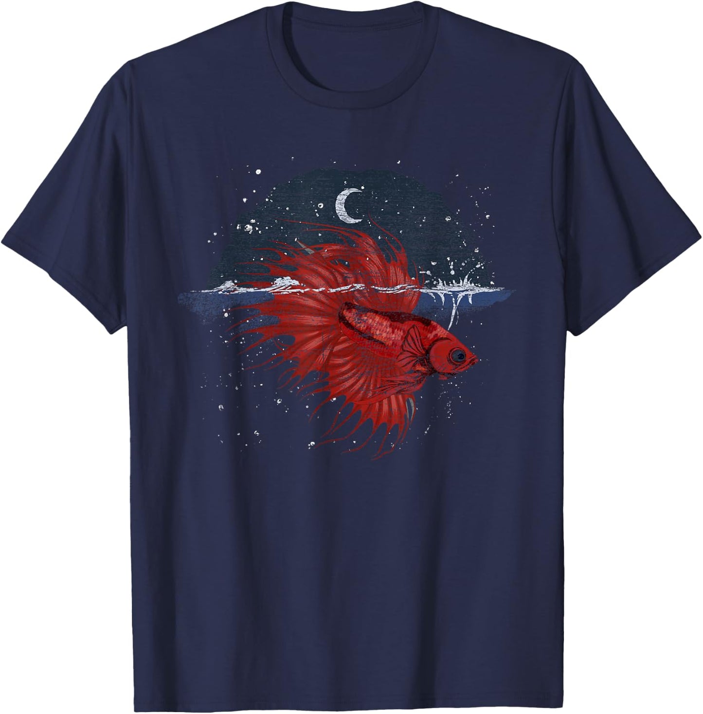 Half Moon Underwater World Sea Animal Aquarium Betta Fish T-Shirt - T-Shirt | Navy
