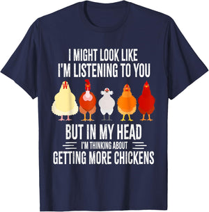 Funny Chicken Farmer Design Women Men Getting A Lot Chickens T-Shirt - T-Shirt | Navy