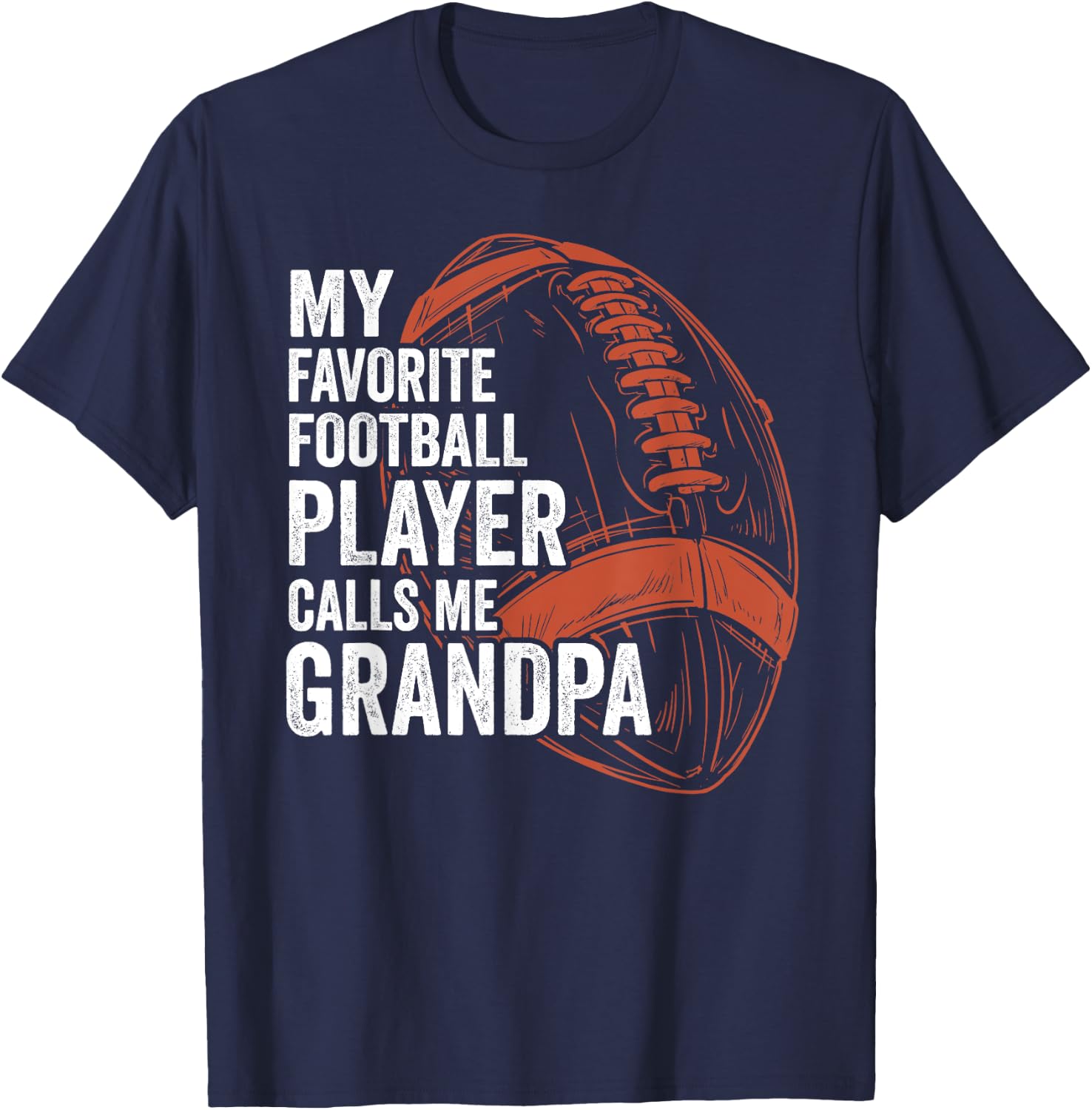 Funny Retro My Favorite Football Player Calls Me Grandpa T-Shirt - T-Shirt | Navy