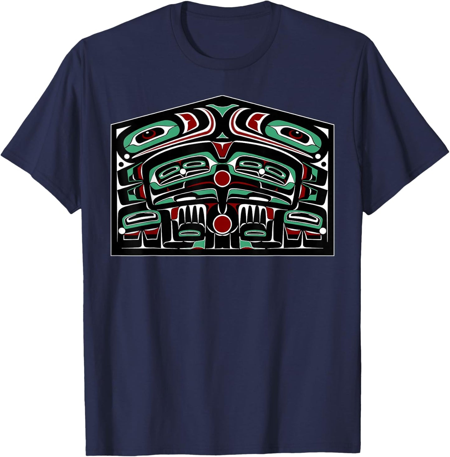 Alaska Native American Art Style Tlingit Haida Indigenous T-Shirt - T-Shirt | Navy