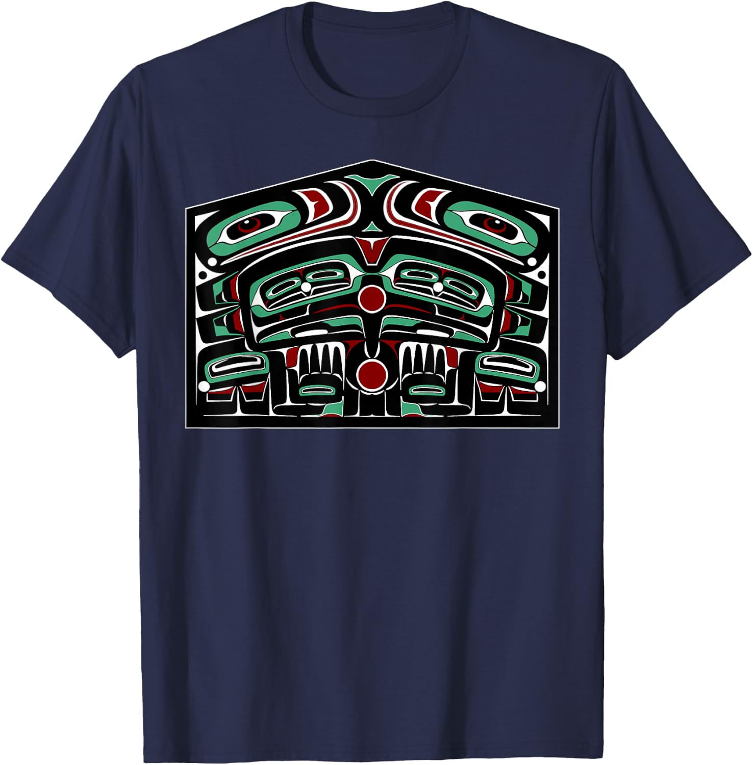 Alaska Native American Art Style Tlingit Haida Indigenous T-Shirt - T-Shirt | Navy
