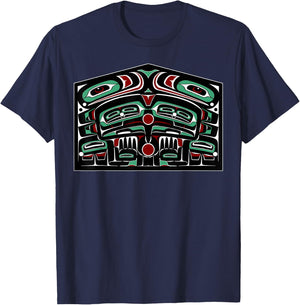 Alaska Native American Art Style Tlingit Haida Indigenous T-Shirt - T-Shirt | Navy