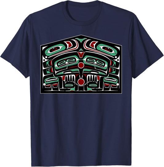 Alaska Native American Art Style Tlingit Haida Indigenous T-Shirt - T-Shirt | Navy