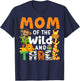 Mom Of The Wild and Three 3 Birthday Zoo Theme Safari Jungle T-Shirt - T-Shirt | Navy