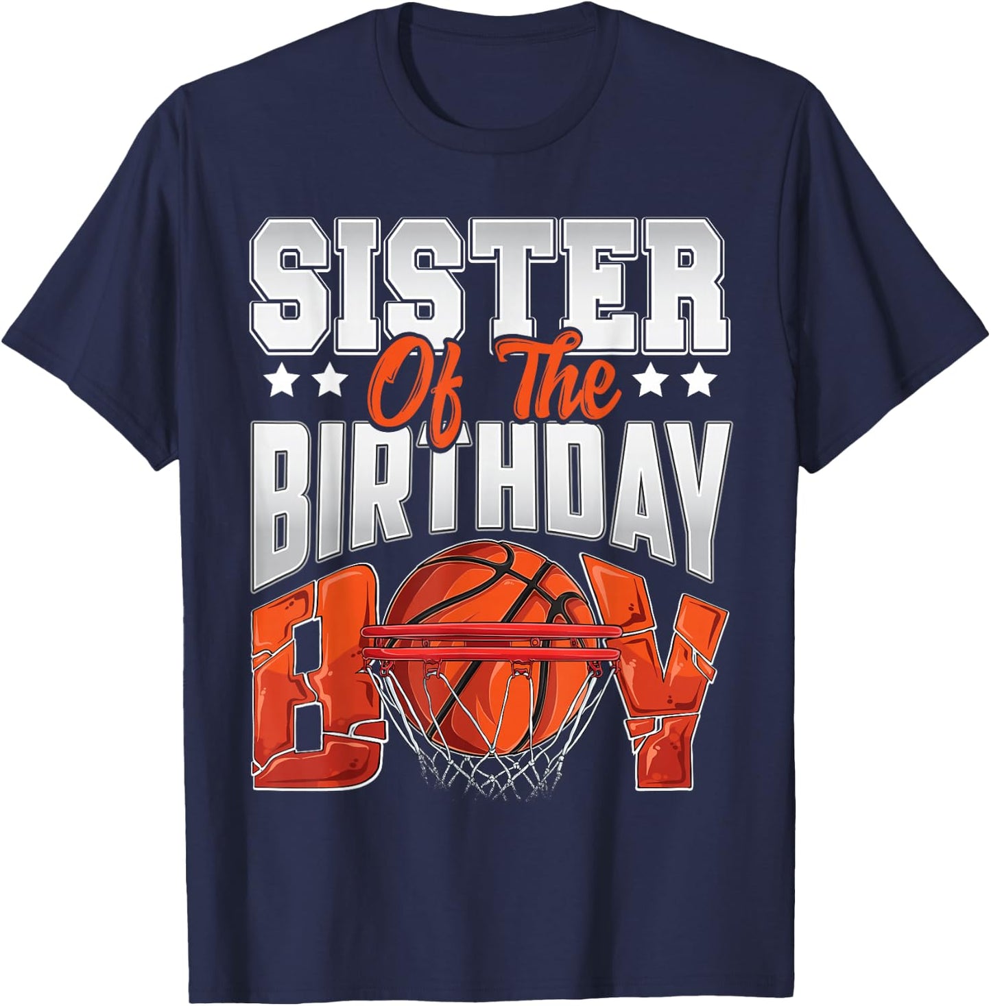 Sister Basketball Birthday Boy Family Baller b-Day Party T-Shirt - T-Shirt | Navy