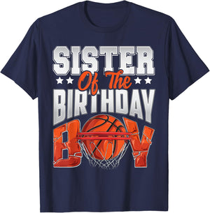 Sister Basketball Birthday Boy Family Baller b-Day Party T-Shirt - T-Shirt | Navy