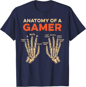 Anatomy Of A Gamer Skeleton Hand Funny Men Boys Kids Teens T-Shirt - T-Shirt | Navy