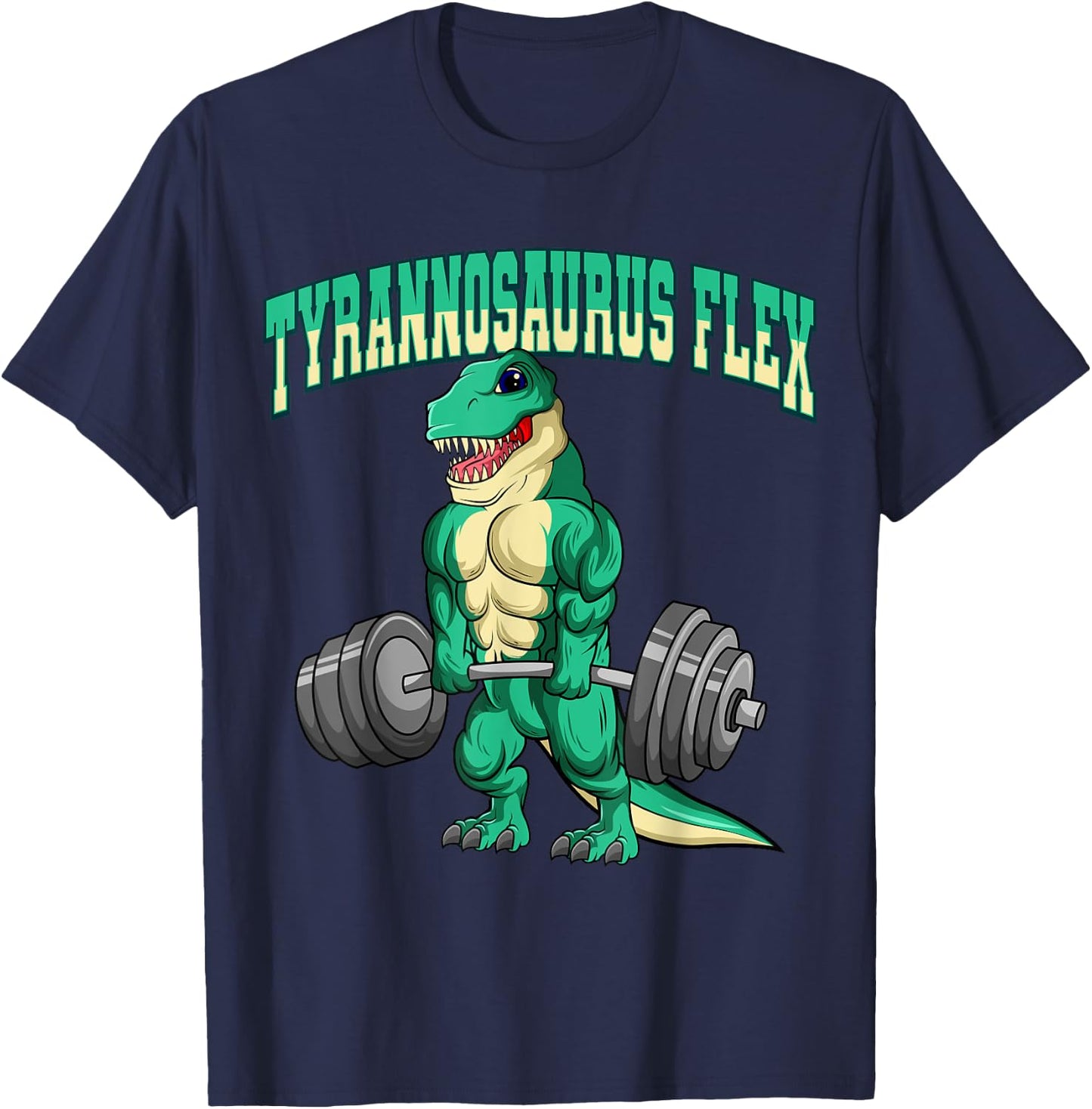 Bodybuilding Fitness Tyrannosaurus Flex Dinosaur Dino T-Rex T-Shirt - T-Shirt | Navy