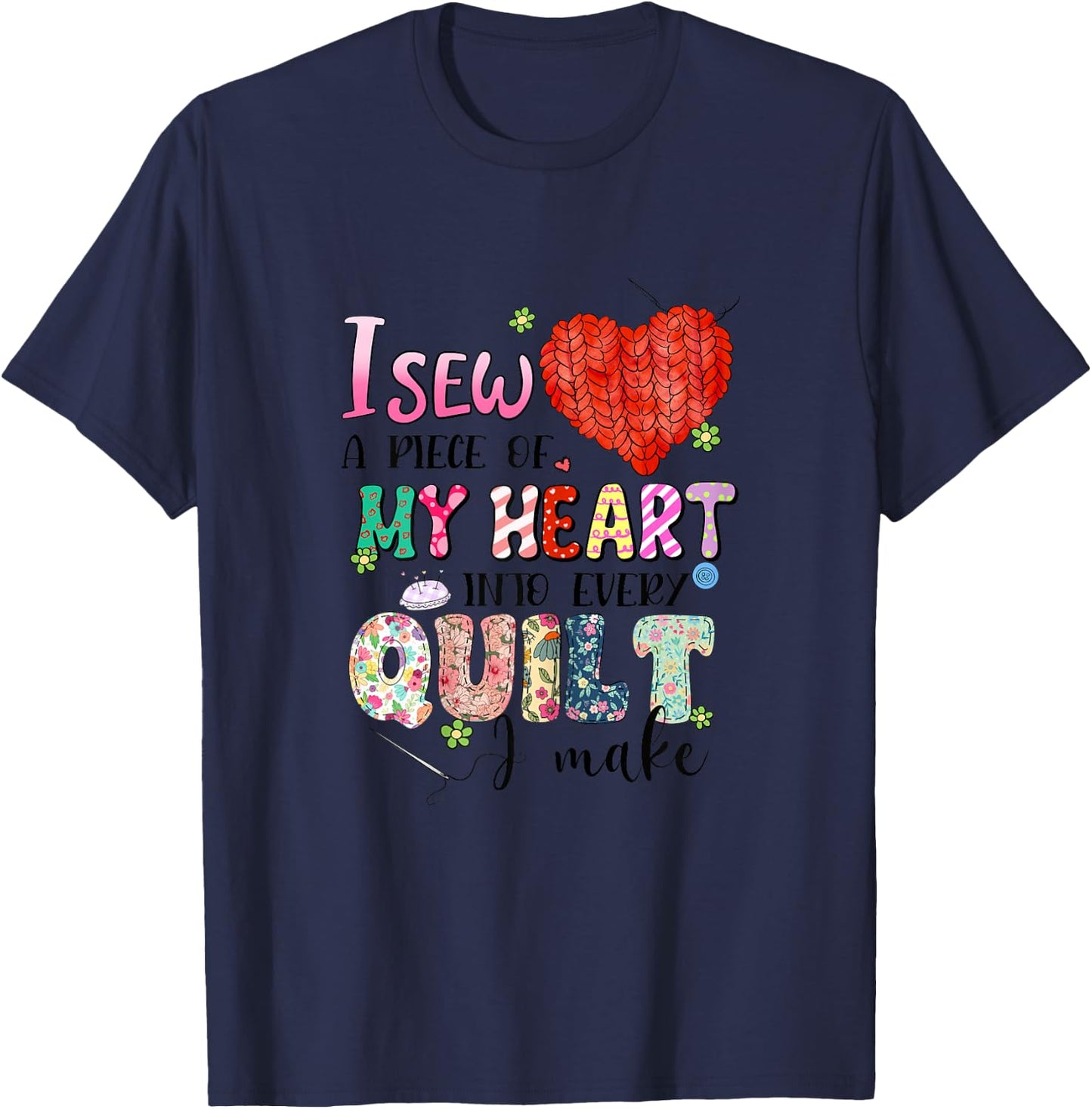 Sewing Mom Quilting Yarn Graphic Seamstress Sewing Themed T-Shirt - T-Shirt | Navy