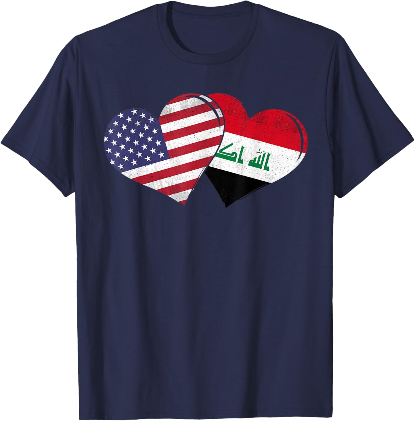 Vintage Iraq - American Flag Heart For Iraqi T-Shirt - T-Shirt | Navy