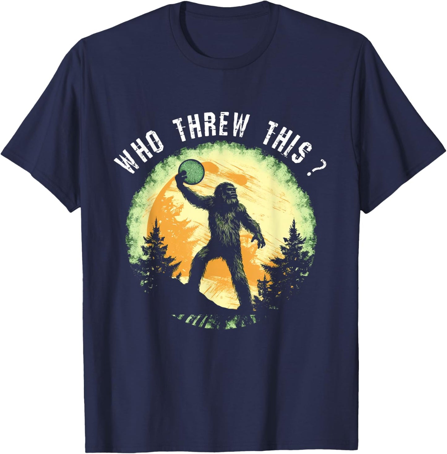 Dirhame Disc Golf Funny Bigfoot , -Adults, Black, Small, Short Sleeve, Classic Fit, Cotton 60% Polyester 40% T-Shirt - T-Shirt | Navy