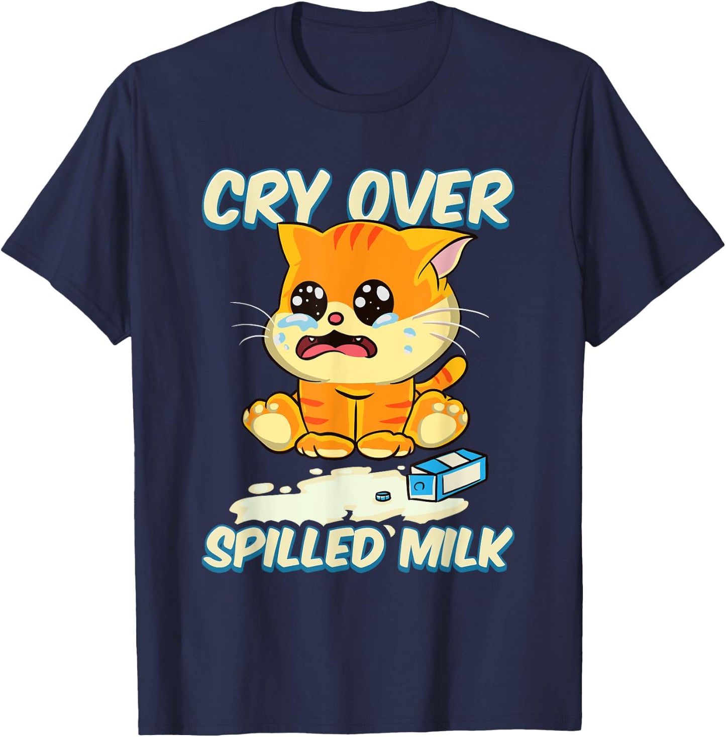 Cry Over Spilled Milk Kitten T-Shirt - T-Shirt | Navy