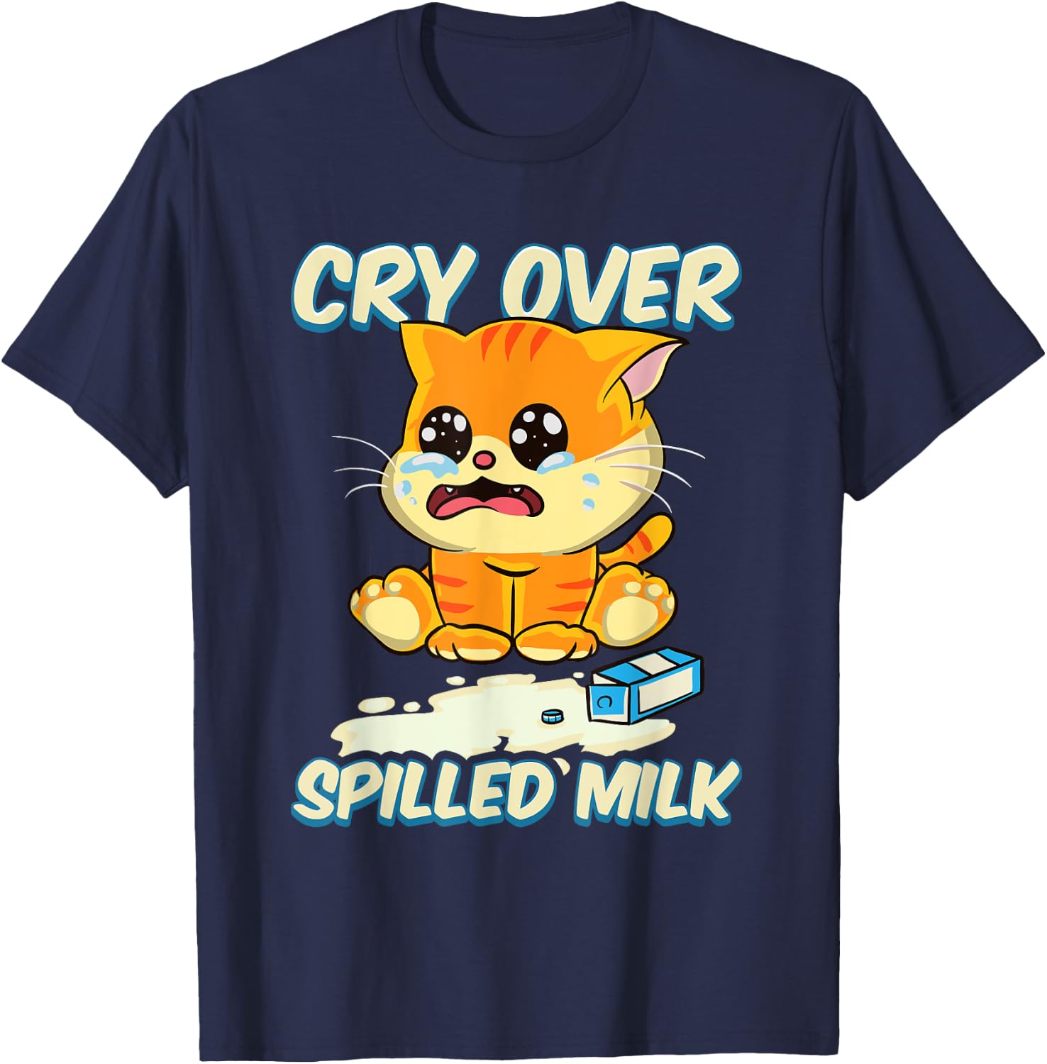 Cry Over Spilled Milk Kitten T-Shirt - T-Shirt | Navy