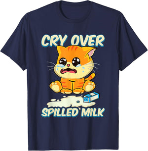 Cry Over Spilled Milk Kitten T-Shirt - T-Shirt | Navy