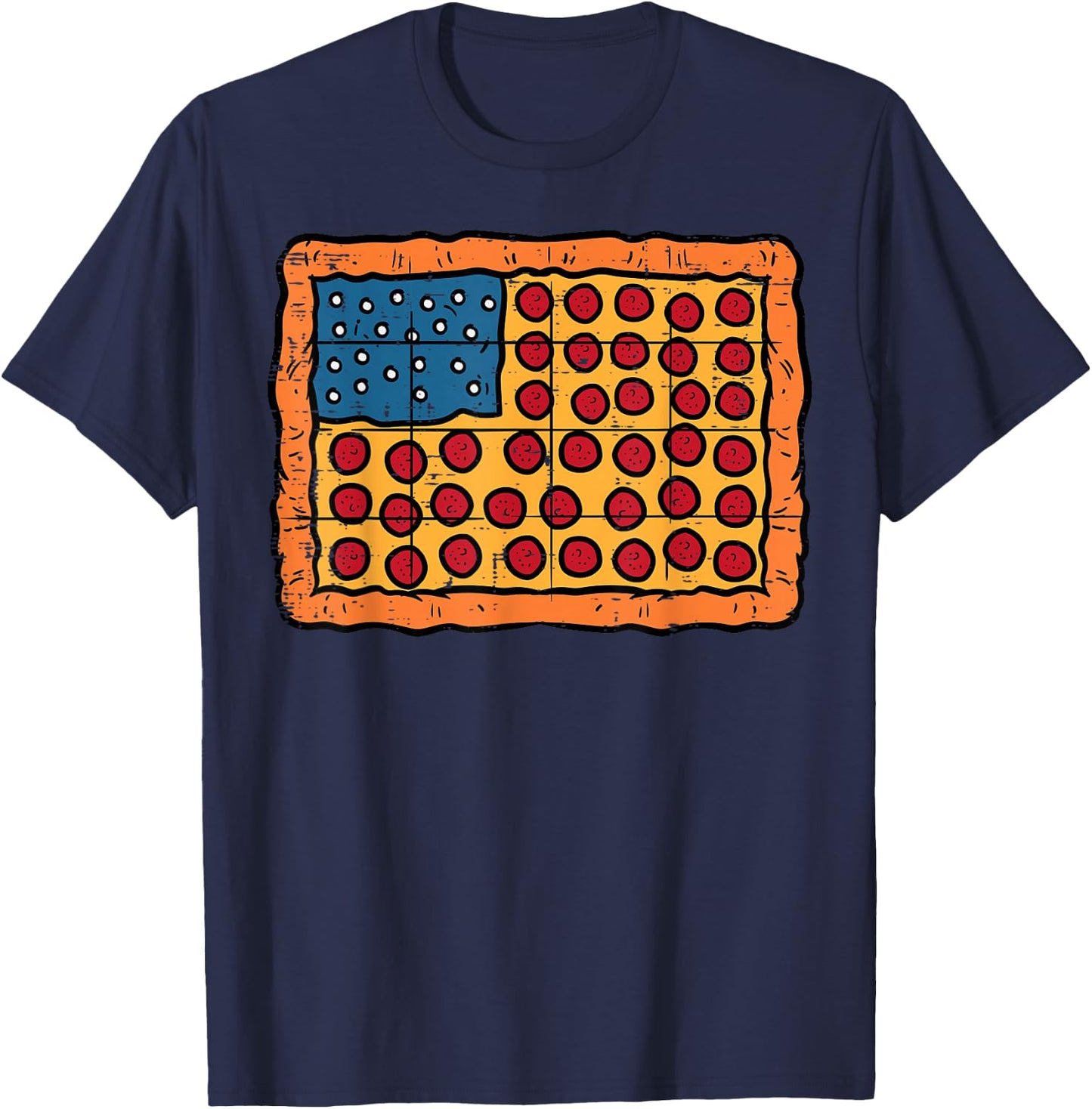 4th July Pizza US Flag Funny Patriotic Food Men Women Kids T-Shirt - T-Shirt | Navy
