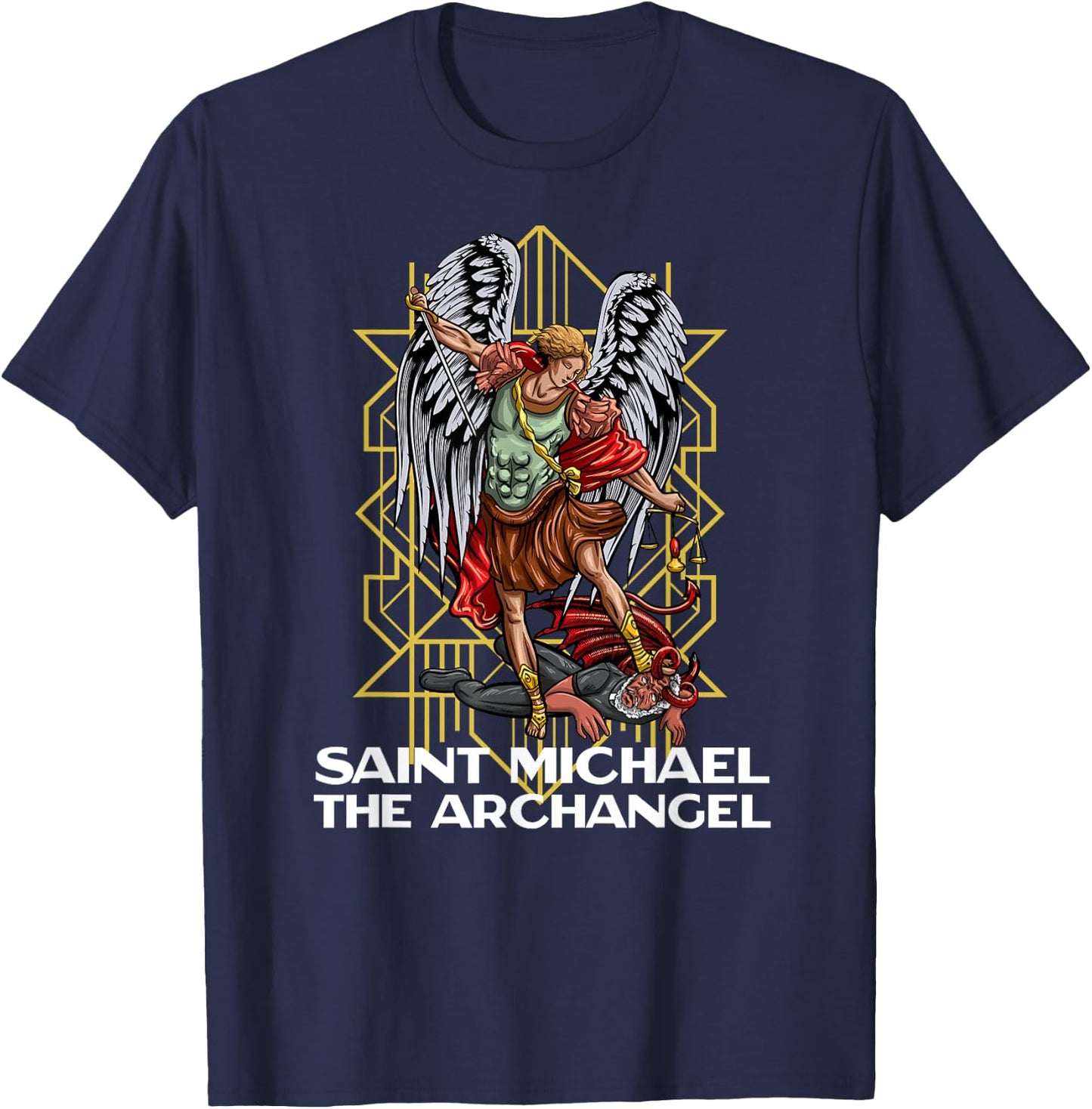 Saint Michael The Archangel Catholic T-Shirt - T-Shirt | Navy