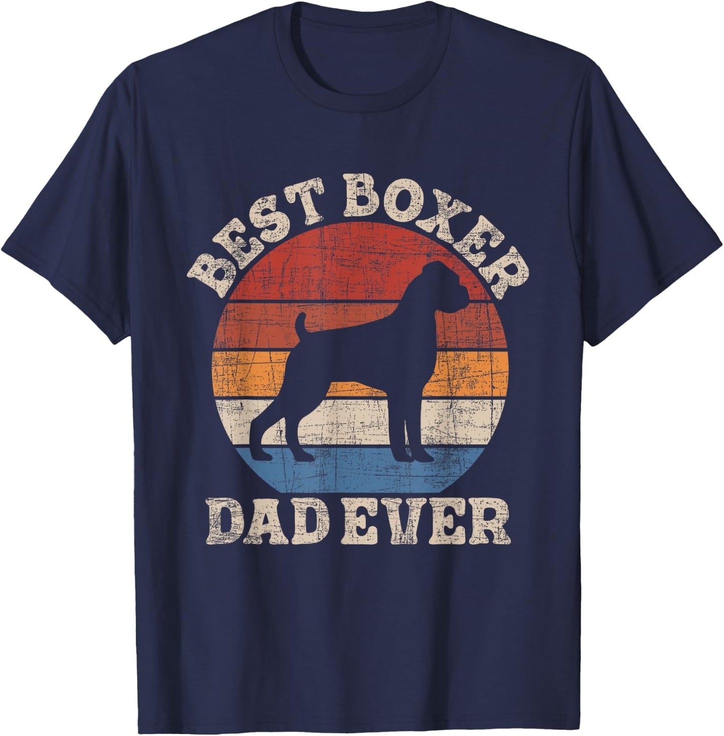 Best Boxer Dad Ever - Retro Vintage Animal Whisperer Puppy T-Shirt - T-Shirt | Navy