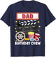 Dad Birthday Crew Movie Night Theme Matching Party T-Shirt - T-Shirt | Navy