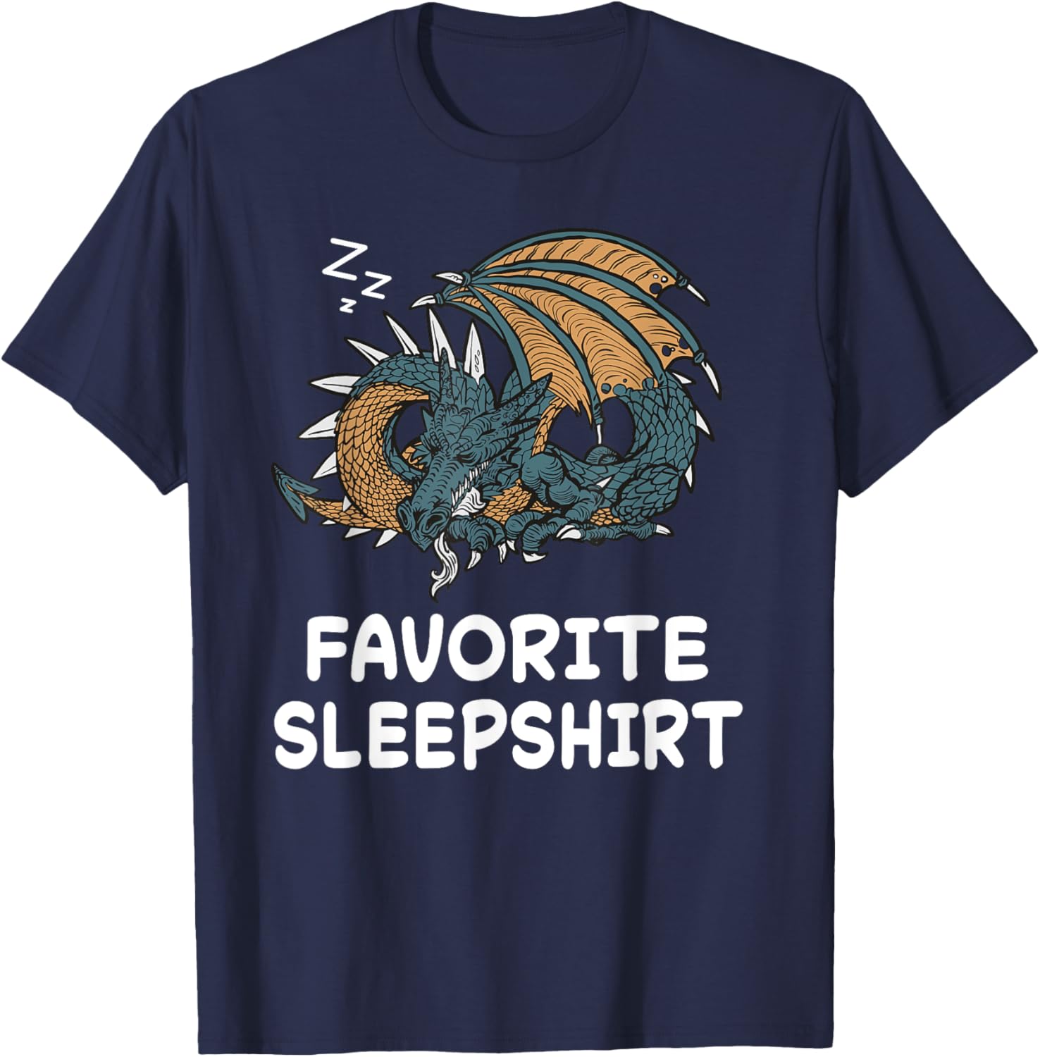 Dragon Dragons Nap Sleeping Sleep Pajama Nightgown T-Shirt - T-Shirt | Navy