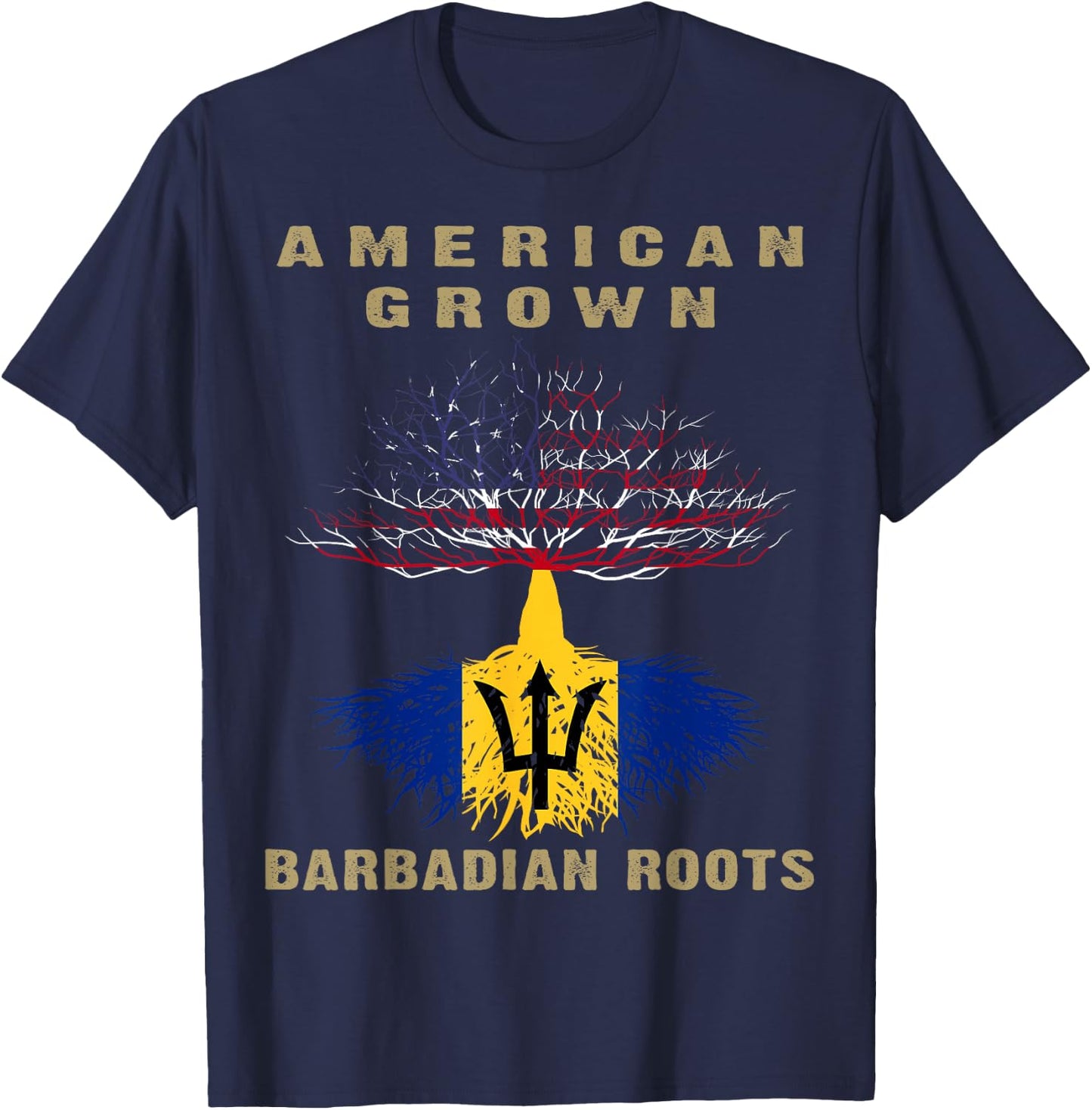Barbados Bajan Barbadian Heritage Proud Half Barbadian Flag T-Shirt - T-Shirt | Navy