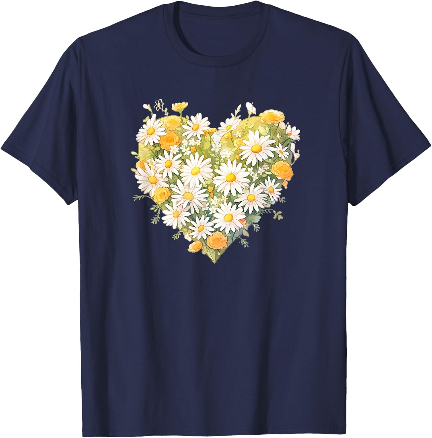 Daisy, Heart, Love, Flower, Fashion, Valentine's Day T-Shirt - T-Shirt | Navy
