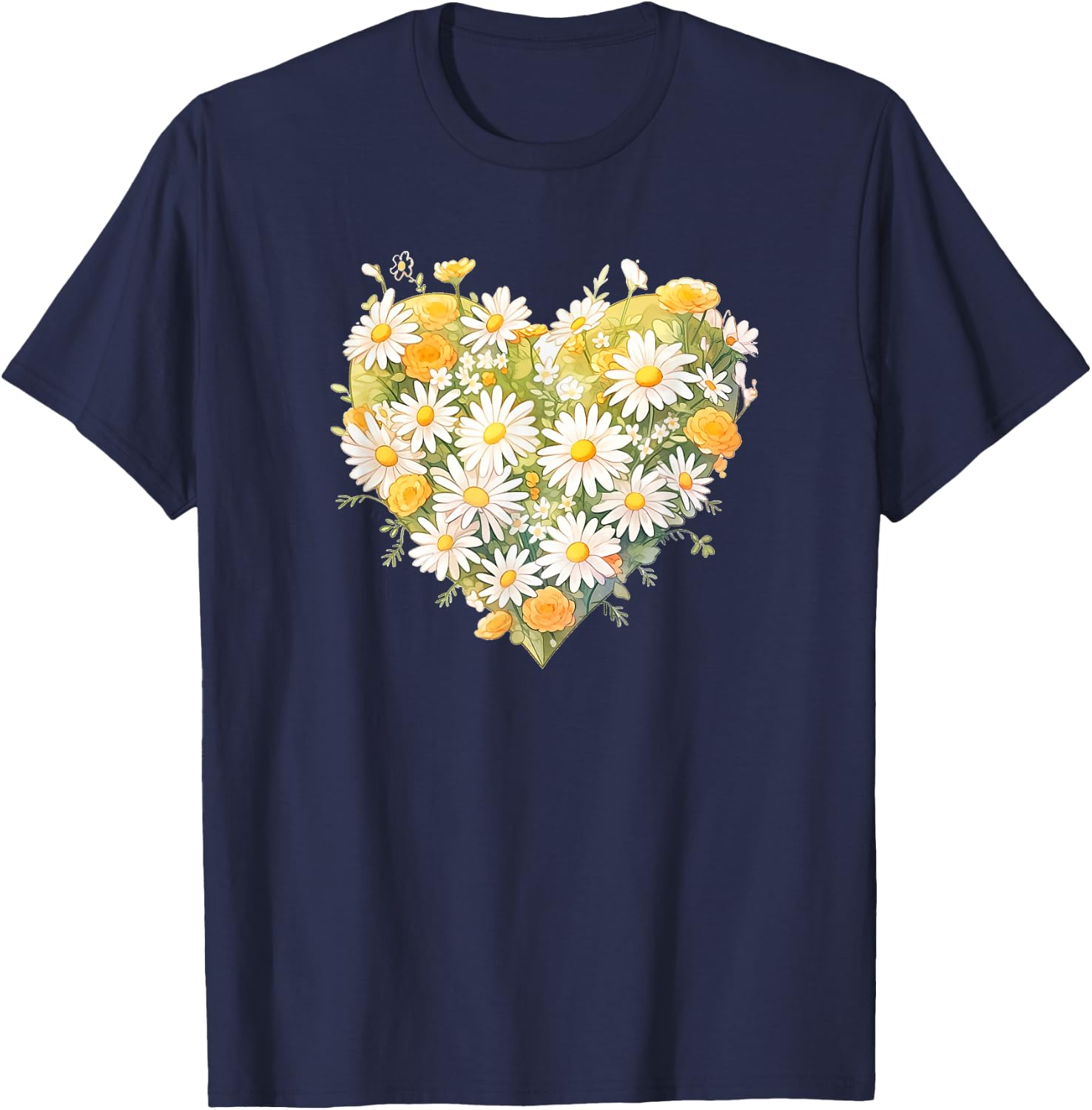 Daisy, Heart, Love, Flower, Fashion, Valentine's Day T-Shirt - T-Shirt | Navy