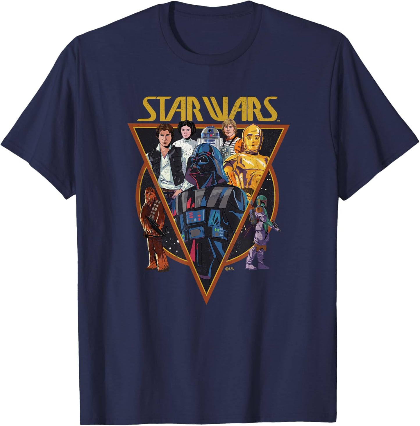 Star Wars Classic Art Characters and Logo Retro Vintage T-Shirt - T-Shirt | Navy