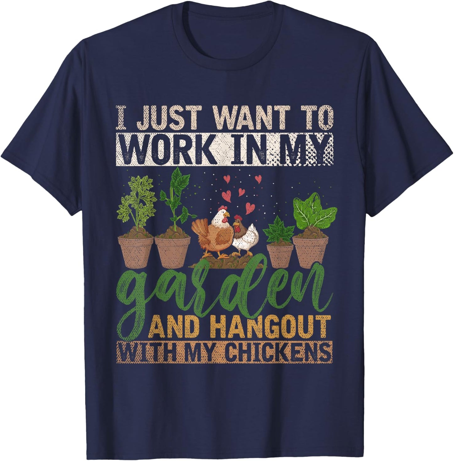 Farm Bird Chicken Funny Gardener Gift Farmer Gardening T-Shirt - T-Shirt | Navy