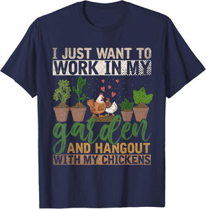 Farm Bird Chicken Funny Gardener Gift Farmer Gardening T-Shirt - T-Shirt | Navy