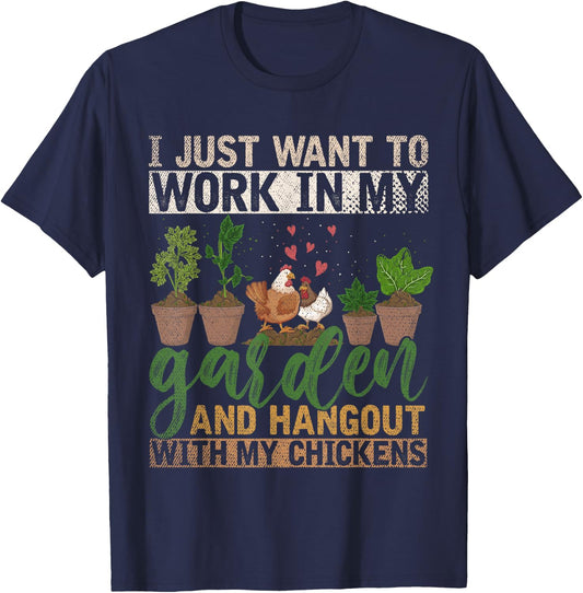 Farm Bird Chicken Funny Gardener Gift Farmer Gardening T-Shirt - T-Shirt | Navy