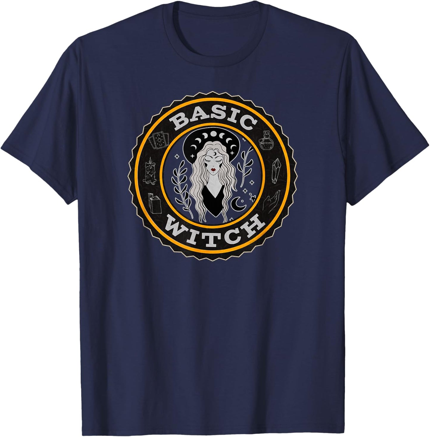 Pretty Halloween Basic Witch with Witchy Things Halloween T-Shirt - T-Shirt | Navy