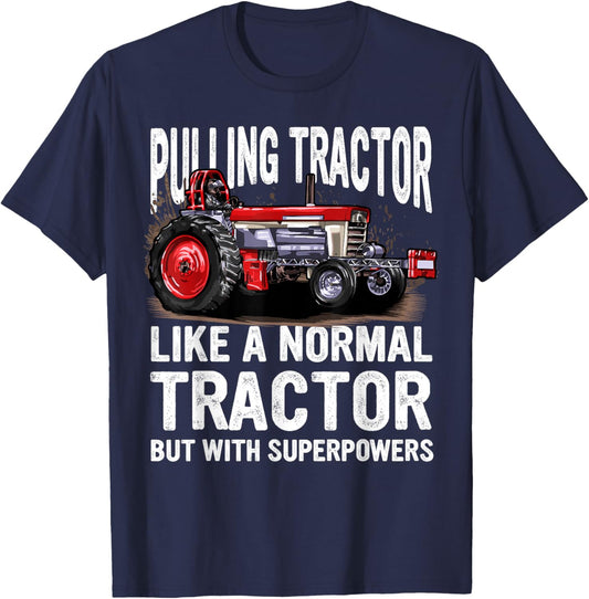 Passion Tractorpulling Men's Black Tractor Pulling Superpower Fun T-Shirt - T-Shirt | Navy