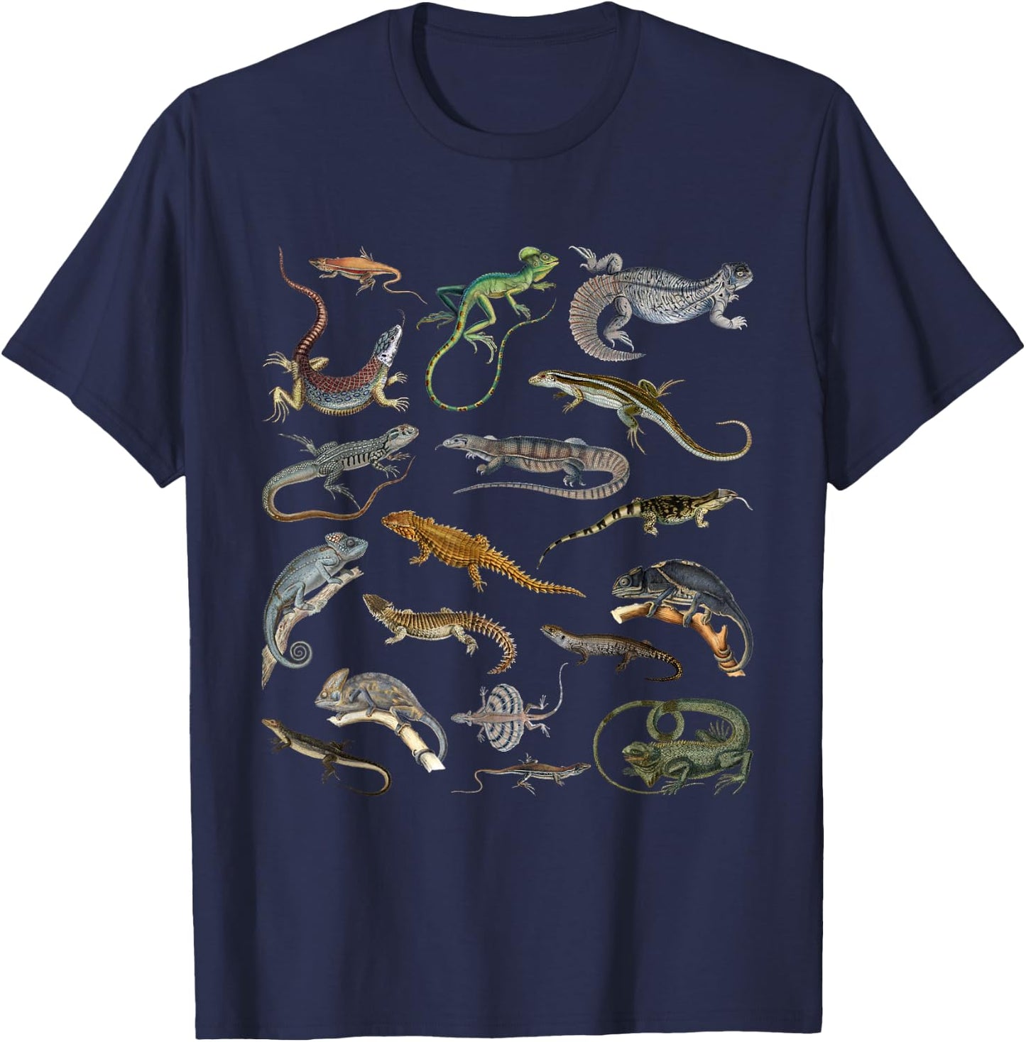 Lizards Collage Reptile Types Of Lizards Cool Lizards Lover T-Shirt - T-Shirt | Navy