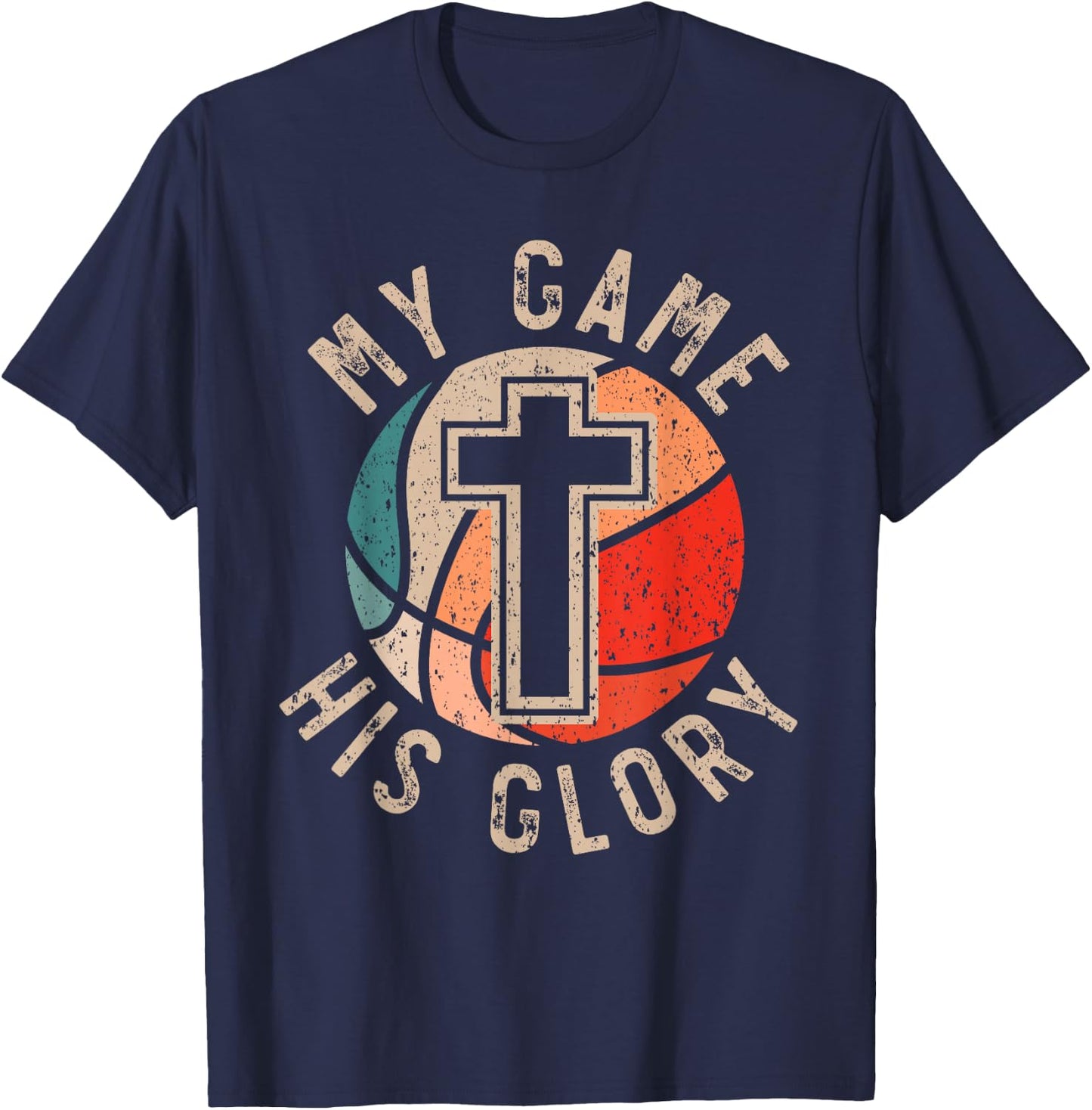 Basketball and Jesus Christ Christian Believer Hooper T-Shirt - T-Shirt | Navy