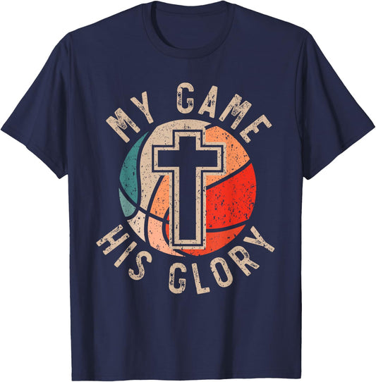 Basketball and Jesus Christ Christian Believer Hooper T-Shirt - T-Shirt | Navy