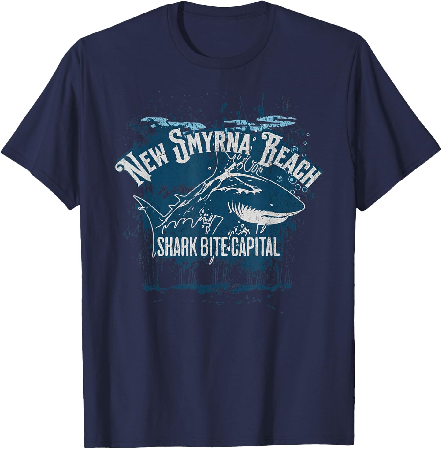 New Smyrna Beach: Shark Bite Capital Of The World Graphic Women Kids T-Shirt - T-Shirt | Navy