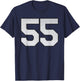 White Jersey Number 55 Athlete Sports Supporter Fanwear T-Shirt - T-Shirt | Navy