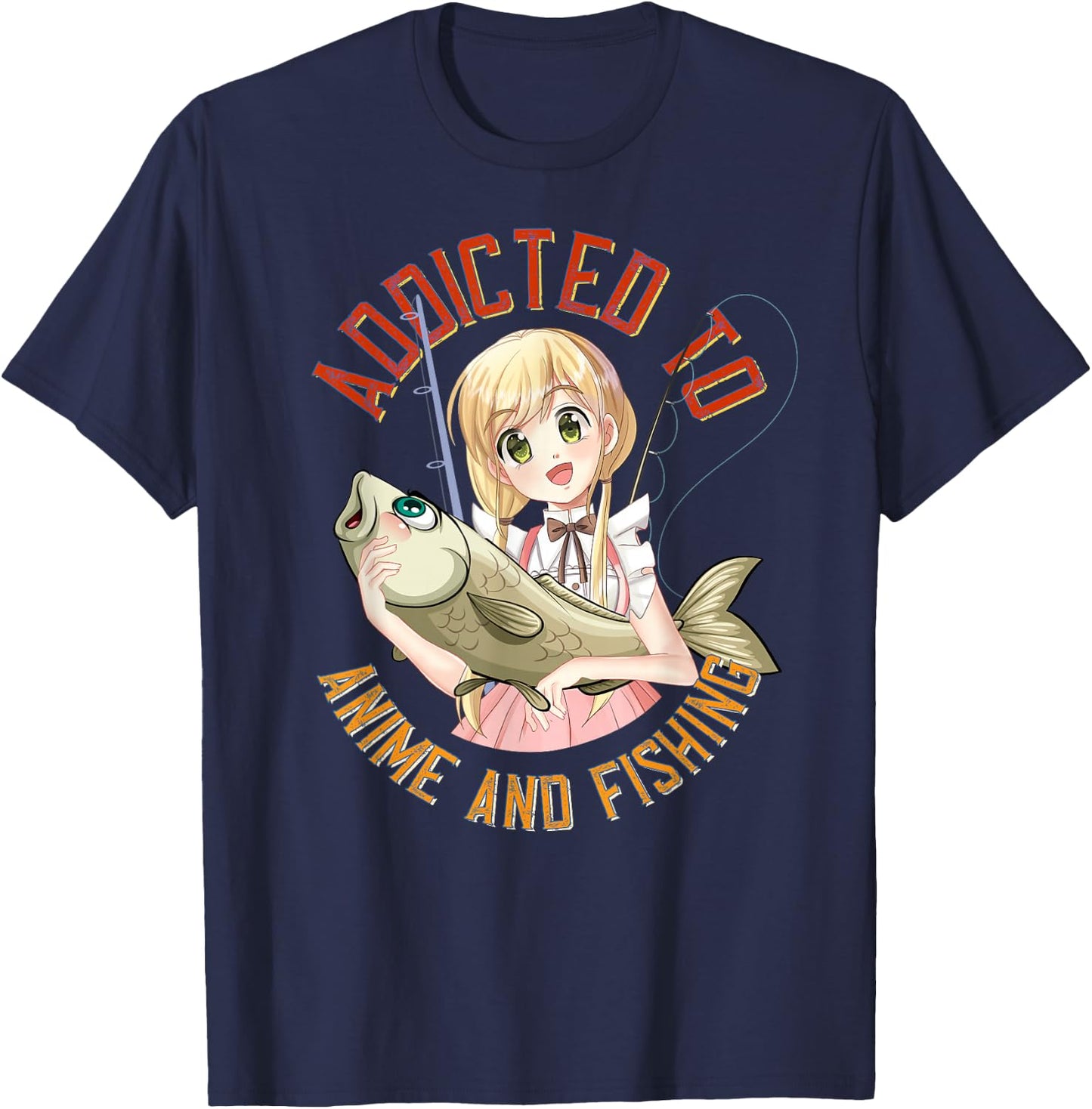 Lucky Fishing Gear for Fishermans and Anime Manga Lovers T-Shirt - T-Shirt | Navy