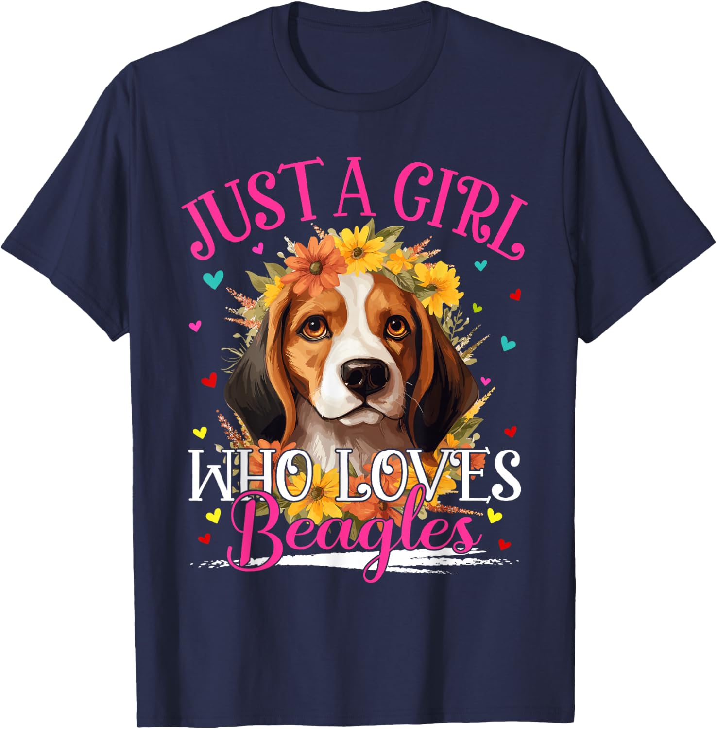 Just A Girl Who Loves Beagles Dog Girls T-Shirt - T-Shirt | Navy