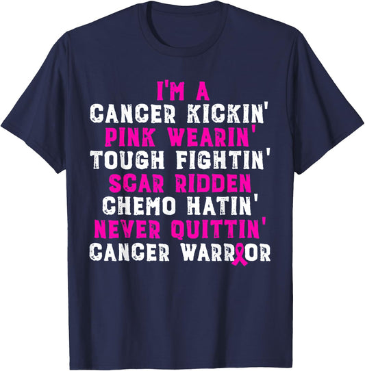 I'm Cancer Kickin Pink Wearing Tough Fighting T-Shirt - T-Shirt | Navy