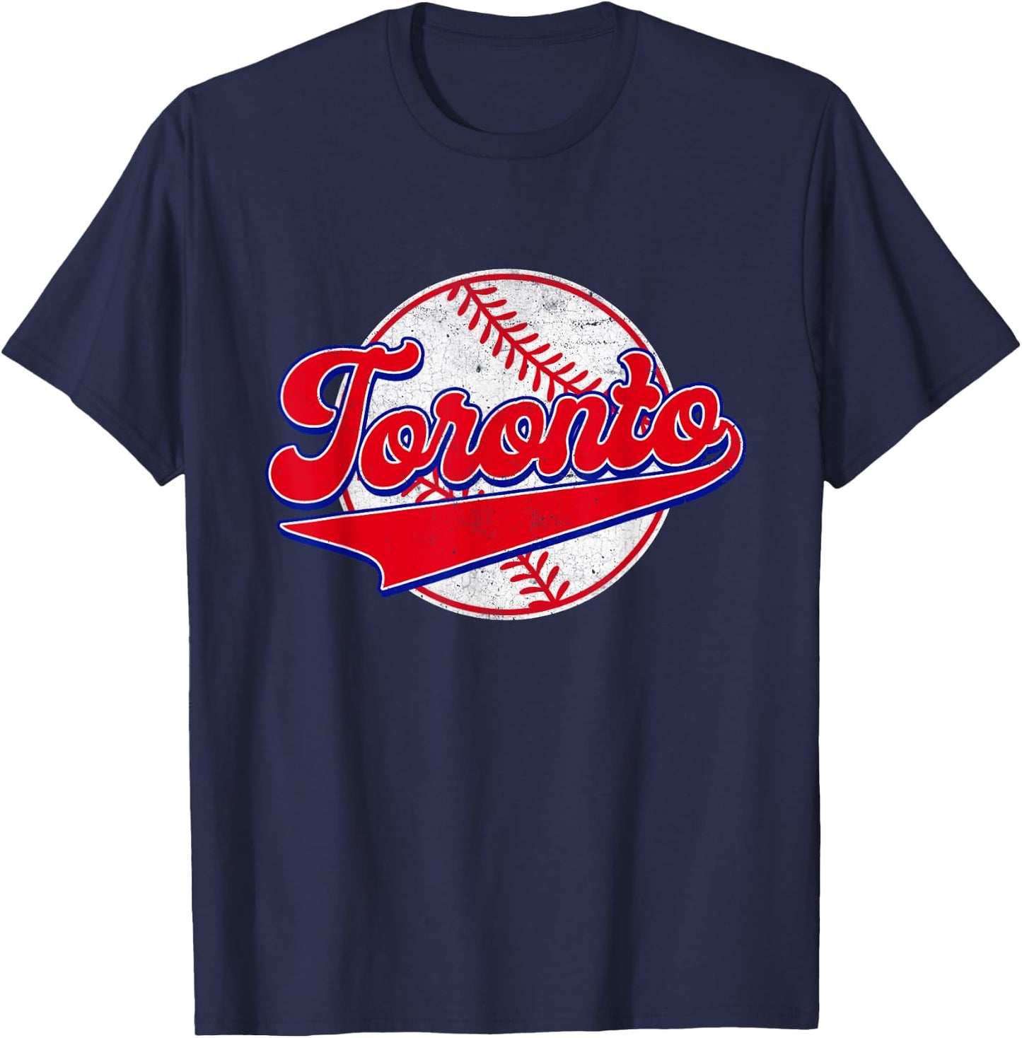 Toronto Cityscape Vintage Baseball Men Women Kids T-Shirt - T-Shirt | Navy