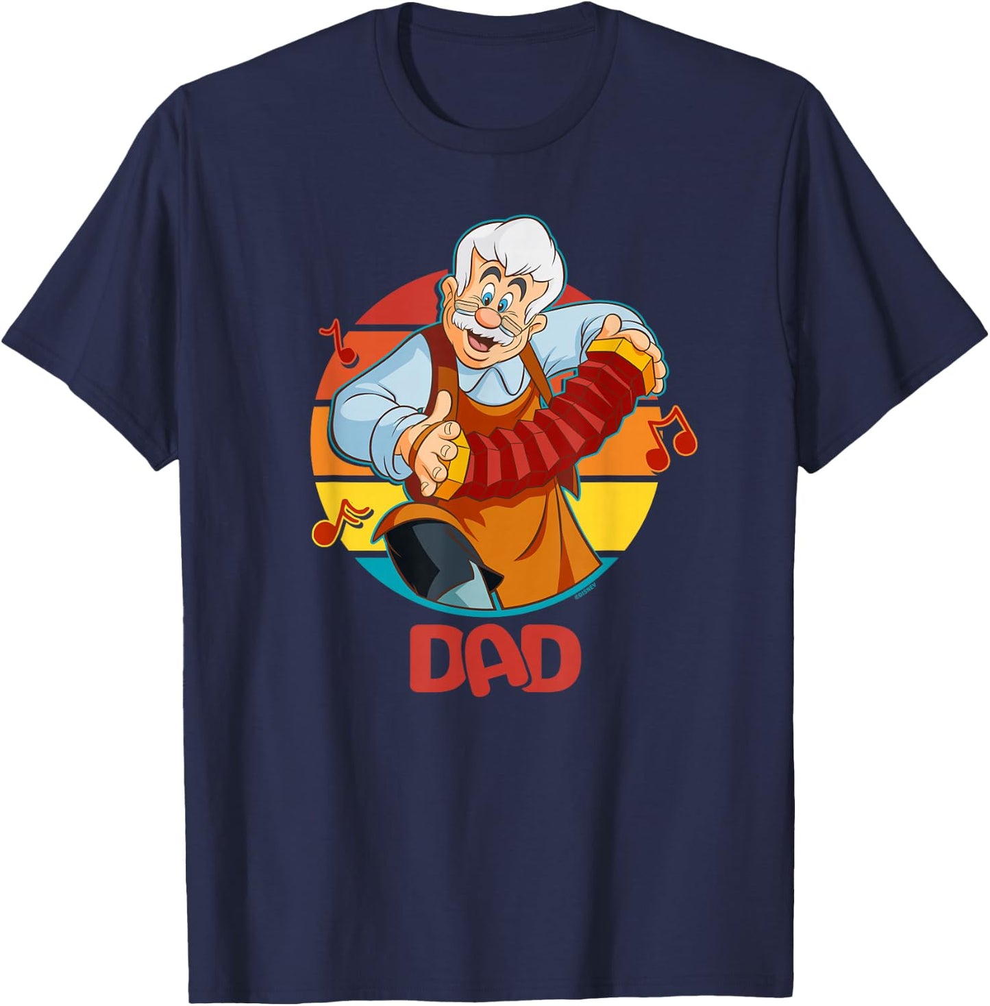 Disney Pinocchio Geppetto Dad Accordion Father’s Day T-Shirt - T-Shirt | Navy