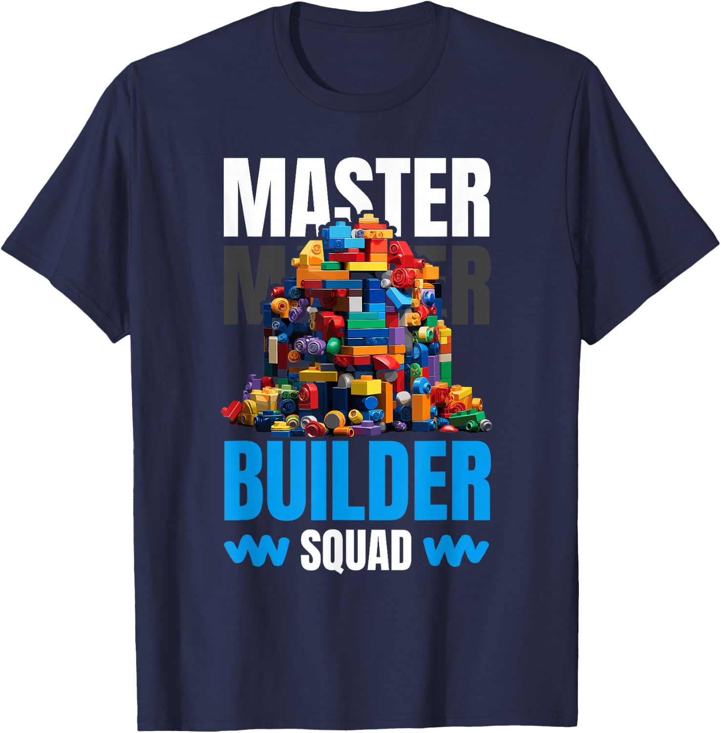 Master Builder Bricks Blocks Play Toys T-Shirt - T-Shirt | Navy